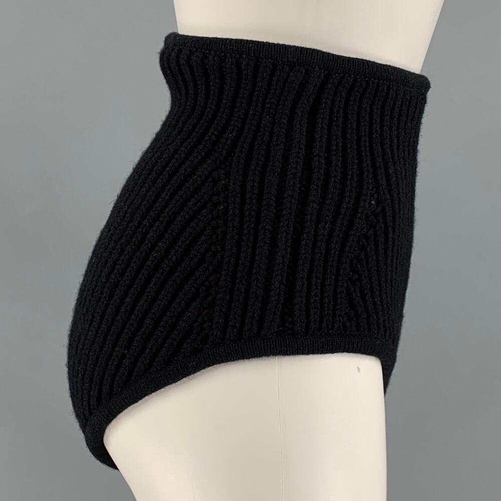 ALAIA Size 2 Black Wool Blend High Waisted Shorts - Picture 2 of 7